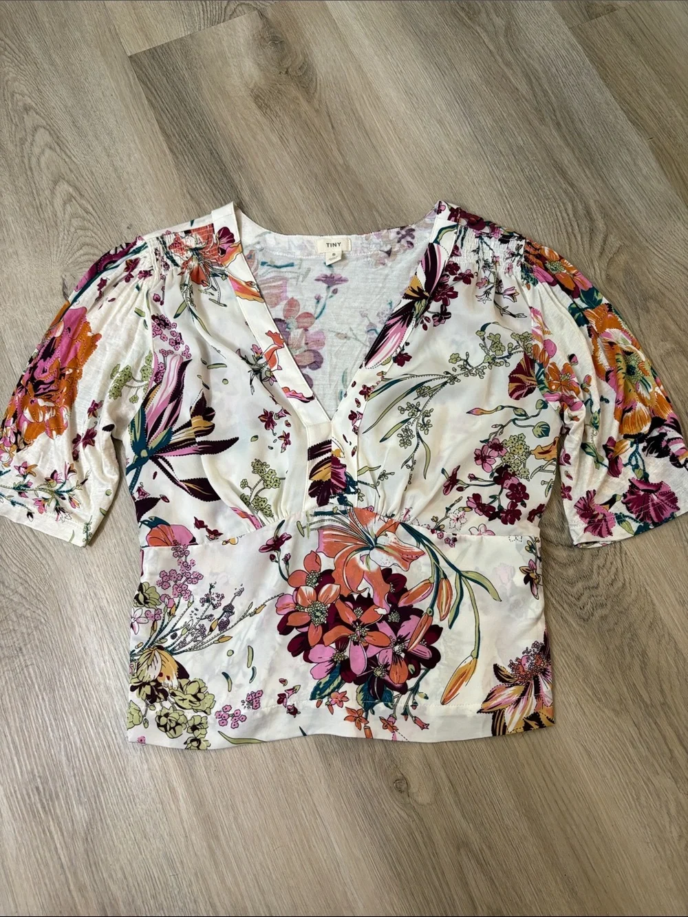Anthropologie TINY Adelaide Floral Puff Sleeve Blouse Size Small boho festival